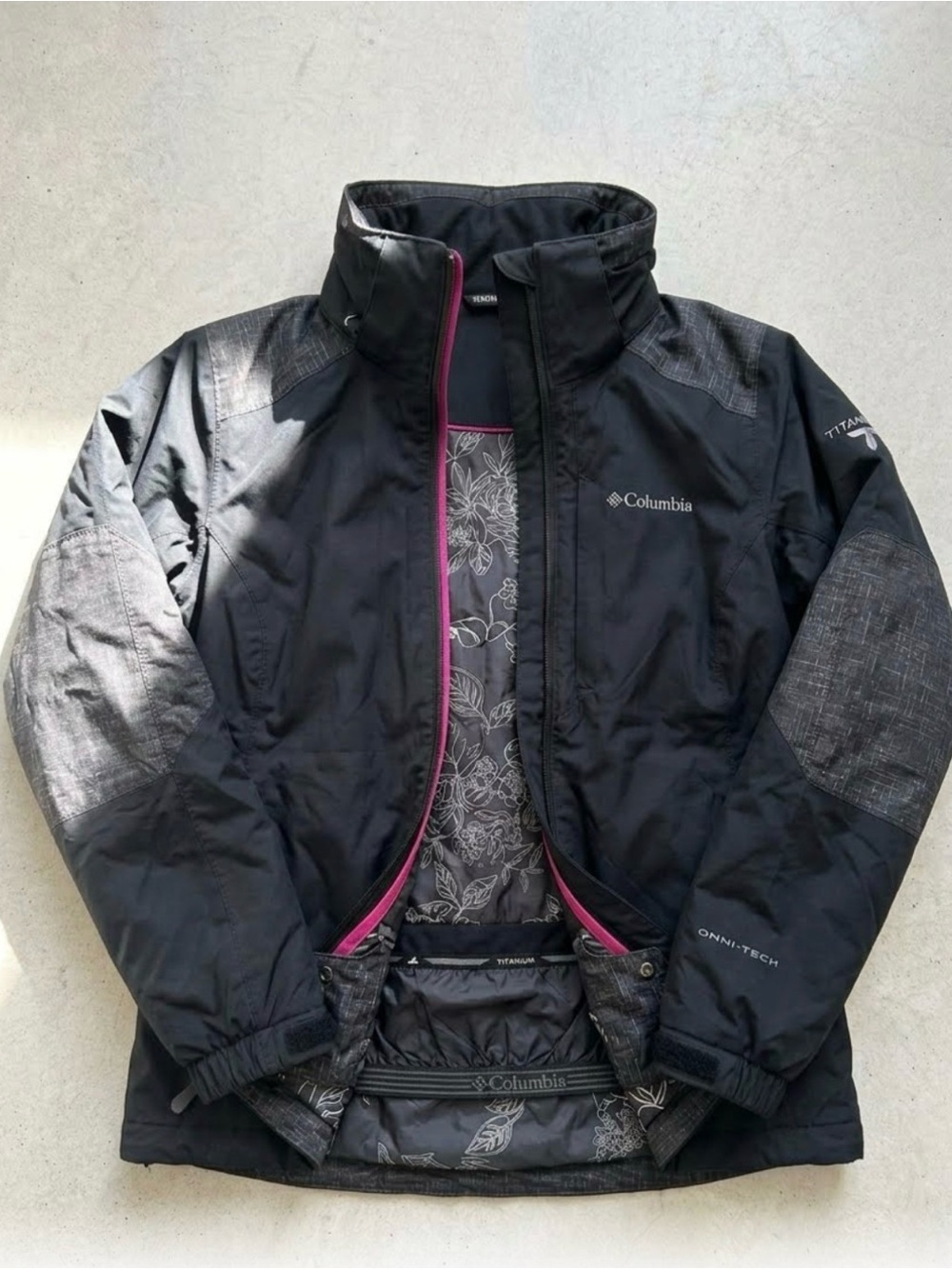 Vintage Y2K Columbia Titanium Omni-Tech Interchange Women’s Jacket Black Gray L